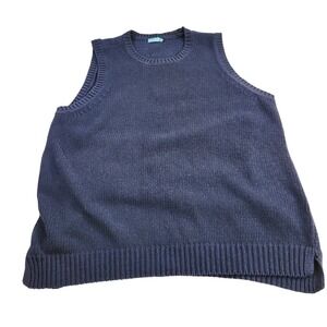 J McLaughlin Mens XL Blue Knit Sweater Vest Crew Neck Preppy Minimalist Top